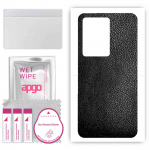 apgo Protective Skin Sticker for the back compatible with ZTE Axon 50 Ultra, Wrap Film, Foil, Vinyl - Pattern Black Leather