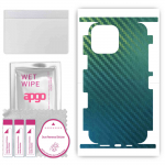 apgo kaitsev nahakleebis tagak&uuml;ljele ja k&uuml;lgedele, mis &uuml;hildub seadmega Apple iPhone 13 Pro Max, Full Wrap film, foolium, vin&uuml;&uuml;l &ndash; mustriga s&uuml;sinik-kameeleon CAKA1