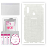 apgo Protective Skin Sticker for the back+sides compatible with Samsung Galaxy A20s, Full Wrap Film, Foil, Vinyl - Pattern White Fabric