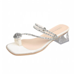 Naiste kivikivist madalad plokk-kontsad sandaalid platvormiga sussid, paksud kontsad, kerged naiste suvekandjad, lahtise varbaga kleit jalatsid vabaaja slaidid 34 valge