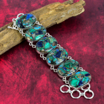 Vask Malakiit Asuriit K&auml;ev&otilde;ru, Asuriit Ehted 925 Prooviga Tahke Sterling H&otilde;be Looduslik K&auml;ev&otilde;ru, K&auml;sit&ouml;&ouml; Disainer Kivist Ehted, Kingitus Talle 8 Inches With Adjustable sinine