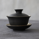 Black Ceramic gaiwan teetass Kung fu teekomplektid 130ml Black(130ml)