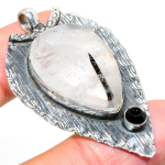 Natural Black Rutile, Spinel Gemstone 925 Sterling Silver Pendant 2.09 o6q88
