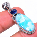 Natural Republic Larimar, K&uuml;aniit 925 Prooviga Sterling H&otilde;bedast Ripats 1,65 p7H21 blue