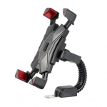 Navigatsiooniklamber, millel puudub nupu p&ouml;&ouml;ramine, &uuml;hildub &uuml;he lukustuskl&otilde;psuga, kiirelt blokeeriv 360-kraadine mootorratta telefonihoidik kollane