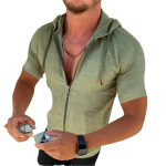Uus Summer Fashion meeste l&uuml;hikeste varrukatega &uuml;hes t&uuml;kis kapuutsiga lukuga T-s&auml;rk S valge