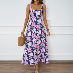 Naiste mood Seksikas &uuml;hev&auml;rviline varrukateta rihmakleit Naiste kleit pikk kleit L sinine