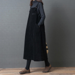 Naiste suures suuruses soliidsed suured taskud, velvetist rihmaga kleit, avar pikk kleit L must