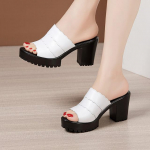 Kvaliteetsed suvised nahast sandaalid naistele 8 cm k&otilde;rge kontsaga uus 2024 suurus 32 33 42 43 platvorm avatud varbaga elegantne king must valge 33 beež