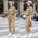 2 TK Streetwear dressipluus Cargo Coat vabaaja p&uuml;ksid 2-osalised komplektid naiste komplektid kevade ja s&uuml;gise Korea moodne Y2k &uuml;likond suures suuruses L khaki
