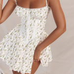 Seksikas pitsprinteriga minikleit Magusad kleidid Naistele Elegantne kandiline krae seljata kleit Naiste balletipeokleit M roheline