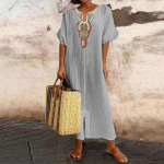 Puuvillane linane kleit naiste suvine vaba, vaba puhkuse rand Bohemian Long Sundress Solid Vestido Naiste riided M hall