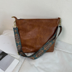 Naiste vintage crossbody kott, suure mahutavusega hobo kott, moekas kunstnahast &otilde;lakott pruun
