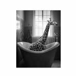 Naljakas loom vannitoas plakat ja tr&uuml;kised Kaelkirjak elevant orangutan sebra istub vannis L&otilde;uend Maalimine WC seinakunst 21x30cm No Framed