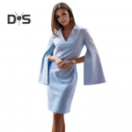 S&uuml;gissuvine naiste kleit, pikkade l&otilde;hedega, sarvvarrukatega, V-kaelusega, &otilde;huke, &uuml;hev&auml;rviline, &auml;riline pidulik pidulik kleit. XL must