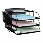 4-tasandiline kontorihoidik koos pliiatsihoidjaga Metallist v&otilde;rgust lauaarvuti failialus Failihalduri lauatarvikud