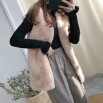 Talvine Moodne Soe Suur Suurus Kunstmink Karusnahast Vest Naiste Keskmise Pikkusega K&uuml;&uuml;likukarva Vest Jakk K&otilde;ik-sobiv Slim Fit XL black