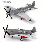 285 tk s&otilde;jaline P-51 Mustang h&auml;vitaja ehitusklotsid Armee haridusklotsid lastele s&uuml;nnip&auml;evam&auml;nguasjad j&otilde;ulukingitused 285pcs