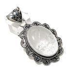 Selenite Gemstone Handmade 925 Sterling Silver Gift Jewelry Pendant 2.25 v3n90