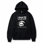 Laisk Panda Ma vihkan hommikust inimesi, tr&uuml;kitud kapuuts, naiste vabaaja mood, s&uuml;gisene pehme kampsun Harajuku soojad spordir&otilde;ivad meestele S