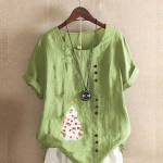 Naiste mood &uuml;mara kaelusega l&uuml;hikeste varrukatega T-s&auml;rk vabaaja puuvillane linane graafiline s&auml;rk vaba aja veetmiseks lahtine j&otilde;ulupuu prindiga suvine pluus topp S roosa