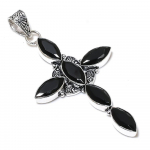 Natural Black Spinel Gemstone Handmade 925 Sterling Silver Pendant 3.15 g3e22