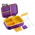 Bento l&otilde;unakarp kastmetopsi kahvli lusikaga 3-kambriline l&otilde;unas&ouml;&ouml;gikonteiner BPA-vaba lapses&otilde;bralik suupistekonteiner t&uuml;drukutele poistele roheline