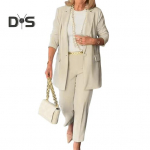 2 tk/komplekt Naiste &uuml;likonna mantlip&uuml;kste komplekt, &uuml;he n&ouml;&ouml;biga rev&auml;&auml;riga pikad varrukad, musta v&auml;rvi k&otilde;rge v&ouml;&ouml;kohaga sirged p&uuml;ksid M beež