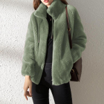 Winter Women Plus fliisist paksendatud kahepoolne fliisist krae, soe kapuuts kardigan t&otilde;mblukuga fliisjakk XXXL roheline