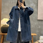 Kevad S&uuml;gis Naiste Mood Suur Suurus Denim Trench-jakid L&otilde;tv Klassikaline Tuulejoped Daamide Vabaaeg Vintage Pikad Mantlid One size