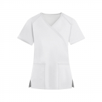 Naiste mood V-kaelusega &uuml;hev&auml;rvilised l&uuml;hikeste varrukatega t&ouml;&ouml;riided taskutega topsid L beež