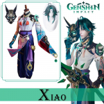 M&auml;ng Lmpact Xiao Cosplay Kost&uuml;&uuml;mid Anime Kuju Halloweeni Kost&uuml;&uuml;m Kleit &Uuml;likond Parukas Mask Rollim&auml;ngu R&otilde;ivad Pidu A &Uuml;htne L-(Full set+wig)