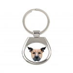 Staffordshire Bull Terrier, Staffy - geometric keychain with a photo and the inscription Art-Dog
