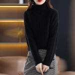 Naiste ka&scaron;miir kampsun Qinghe ka&scaron;miir 30% ka&scaron;miir 70% vill s&uuml;gis-talvine ka&scaron;miir paks pullover pehme ja soe XXL must