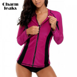 Charmleaksi naiste pikkade varrukatega t&otilde;mblukuga Rashguardi ujumistrikoo surfamine, Rash Guard t&otilde;mblukk UPF50+ ujumisriided XXL