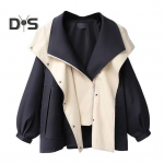 Naiste tuulejope kapuutsiga v&auml;rviblokk t&otilde;mbluku ja n&ouml;&ouml;biga suletav pikad varrukad, liibuv v&ouml;&ouml;koht, vaba mantel Cargo stiilis v&auml;lisjope XXL