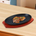 Malmist Praepann Fajita Pann Puidust Alusega Serveerimiseks S&auml;risev Roog 28x17cm
