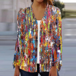 Naiste mood avar vaba vabaaja tr&uuml;kitud pikkade varrukatega n&ouml;&ouml;biga s&auml;rk kardigan pluus jakk S roosa