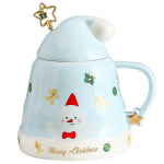 470 ml j&otilde;uluk&uuml;bara kruusid kohvikruusid teetass kaanega t&auml;helusikaga J&otilde;uluvana piparkoogimees j&otilde;ulupuu keraamiline veetass Kingitused punane