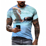 Suvine Hip Hop Beauty Ujumine Kuum M&uuml;&uuml;a V&auml;rvitud Meeste T-s&auml;rk Creative Personality Hd 3D Printimine Mood O krae L&uuml;hikesed varrukad S