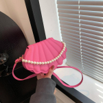 Shell-kujuline Crossbody kott Moodne mini &otilde;lakott Naiste kunstp&auml;rli kettk&auml;ekott 21x6x13cm roosa