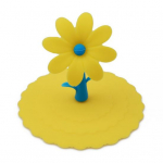 1 tk armas tolmukindel korduvkasutatav silikoonist multikas lilleline kruus, kaarjas kaanekork kollane