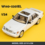Uus simulatsiooniga 1/24 skaalaga Benzs W140 320SEL vanaautomudel koos helivalgustusega Chidlren Diecast sulamist m&auml;ngus&otilde;iduki kollektiivne Voiture valge