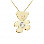 LEA &; ARTHUR - Laste ripatsi motiiv (KARUPOEG) kollaseks kullatud ja; (T&auml;ht O) H&otilde;bedane 925 tuhandeid roodiumiga kaetud