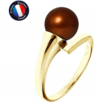 PERLINEA &ndash; ehtne &uuml;mmargune magevees kultiveeritud p&auml;rliga s&otilde;rmus 8-9 mm &ndash; &scaron;okolaadiv&auml;rvi &ndash; kollane kuld &ndash; naiste ehted