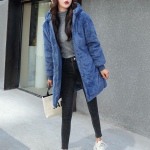 Uued Naiste Pikad Joped S&uuml;gis Talv &Uuml;hev&auml;rvilised Eemaldatava Pl&uuml;&uuml;sist Voodriga Naiste Parkad Kapuutsiga Karvase Kraega Paks Mantel Puhvjope 2XL sinine