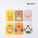 6 tk džungliloomade paberkott Multifilmi l&otilde;vi tiigri sebra kinkekott džunglipeo kaunistuste jaoks lastele kingituste k&uuml;psised pakendikotid 15x21x8cm