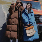 Naiste 3XL paksendatud puuvillane mantel talvemoe hooaja lahtine pikk p&otilde;lvedeni puuvillane mantel jakk kapuutsiga leivamantel tuulejope XL kohv