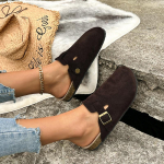 Moodsad Naiste sussid Kinnine nina &Uuml;mar nina Klotsid Sandaalid S&uuml;gis Uus 2024 Retro &Uuml;hev&auml;rvilised Lamedad sussid Slaidid Naised Zapatos De Mujer 36 pruun