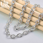 925 Sterling h&otilde;bedane O-ketiga kaelakee Kingitus Mood Pulmaehted 45CM